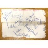 Football Memorabilia: A signed 1949-1950 Wolverhampton Wanderers sheet, signed by Billy Wright,
