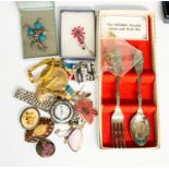 Selection of costume jewellery along with 2 watches and 2 commemorative medals