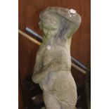 Stoneware Neo-classical garden ornament of a Girl, 111cm high.