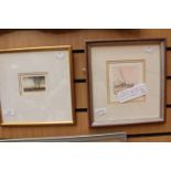 A pair of signed watercolours, depicting a boat scene in a landscape, signed by the artist,
