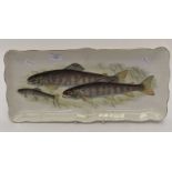 A Royal Staffordshire Pottery serving plate, printed with three brown trout, printed marks,