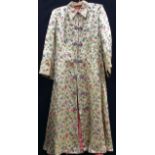 A satin Richly floral design dressing robe, mid 1950/60's manufactured by Owen Bros,