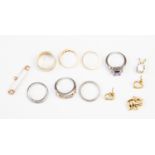 A collection of jewellery to include a two 14 k rings with a combined total gross weight approx
