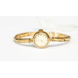 Ladies 1960s Cyma small mechanical 9ct wristwatch, round dial, diameter approx 13mm,