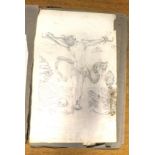 19th-century scrapbook containing original pencil and watercolour sketches by George Austin and
