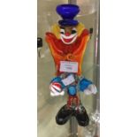 Murano clown figure with blue top hat