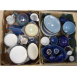 A collection of various Denby Pottery dinnerware, including Baroque patterns etc, dinner plates,