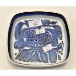 A Royal Copenhagen square dish, abstract blue design, signed K 429-2883, and initalled to base.