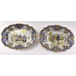 Two 19th Century Fourmaintraux Freres from Desvres oval platters, both pictorial scenes,