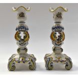 A 19th Century Formaintraux Frere candlesticks desvres (pair of ) height 25cm approx