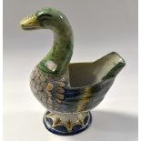 A 19th Century large HB Quimper duck, marked Grande Maison, circa 19th Century, size 29 cms high,