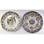 An early 1900s Geo Martel Armorial charger with an un-marked Armorial charger (2)