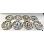 A set of ten 19th Century Adolf Porquier Quimper plates,