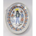 An early to mid 19th Century Quimper Breton decor platter measuring 34x25 cms,