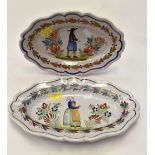 A pair of mid 19th Century Adolphe Porquier oval dishes, with scalloped rims,