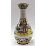 A 1930s H.B.Quimper vase, Decorated by D.R. influenced by Paul Fouillen.