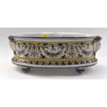 An early Henriot Quimper oval jardiniere, having early HB with tail mark,