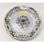 An early period HB Grande Maison floral painted plate with first HB mark to base, measures 24.