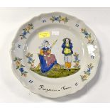 A HB large plate, early HB mark titled "Rosposden-Faou", circa 19th Century, size 29 cms diameter.