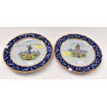 Two Northern French Faience plates in the style of Quimper with centrally painted figures and