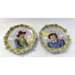 Two French 19th Century humorous wall plates 'Le Pere Heureux' and 'Le Pere Yvetot',