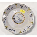 An 18th Century French Faience plate, possibly "Nevers", circa 18th Century, size 23 cms.