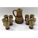 Circa 1920s H.B quimper cider set, including jug with 10 cups.