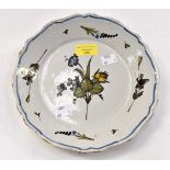 18th Century La Rochelle plate. wild flower decoration.