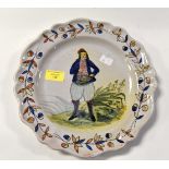 A 19th Century Malicorne (in the style of Quimper) large plate, circa 19th Century,