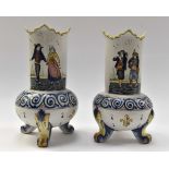 A pair of late 19th Century Grande Maison vases marked HB, 23 cms high,