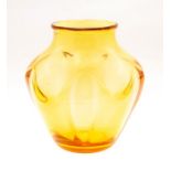 Whitefriars (Designer W Wilson) c.1938 Amber vase (applied sway) Pat 9004.