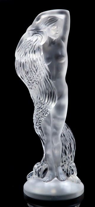 A Rene Lalique limited edition frosted and clear crystal figure "Grande Nue Nereides", etched "