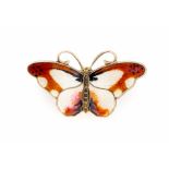 Hroar Prydz - a Norwegian silver and enamel butterfly brooch, approx 3.7cm wide, gross weight 5.