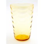 Whitefriars golden amber wave ribbed vase c.1930. Patt 8473. Height 20cm