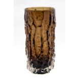 A Whitefriars cylindrical Cinnamon bark vase, c.1970, by G. Baxter, Patt 9691