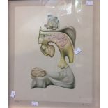 Abstract Lithograph of female form. In the manner of Dali, circa 1960s. Mounted and framed. Numbered