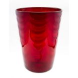 A large Whitefriars wave ribbed ruby vase, c.1930, pattern 8473, designer M Powell, approx 29cm