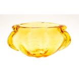 Whitefriars golden amber contidled bubble vase by W Wilson c.1949. Patt 9286