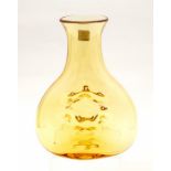 Whitefriars golden amber vase centre punch design. Flattened carafe vase Patt 9864 with