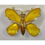 Einar Modhl - a Norwegian silver gilt and yellow enamel butterfly brooch, approx 2.5cm wide, gross