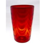 A Whitefriars Ruby waved ribbed vase, c.1930, approx 25.5cm high