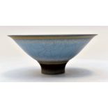 David White (1934 - 2011). Porcelain high-fired crackle glazed bowl. Width 23cm x Height 10cm Fellow