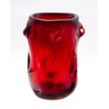 Whitefriars ruby knobbly vase c.1964