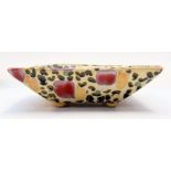 Clive Davies (1939 -), a high fired individually made stoneware press dish. 26.5cm x 26.5cm