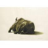 Wendy Taylor (British, 20th Century), 'White Rhino Lying Down', Artist's Proof, signed and dated
