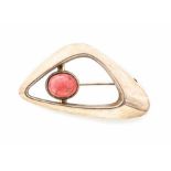 Harry Sorby for David Andersen - a Norwegian silver modernist brooch with thulite cabochon, approx