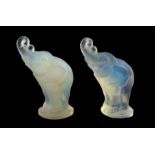 A pair of Sabino 1930's opalescent glass elephants (2)