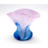 Grayston British (signed on base). Flared and flattened rim vase. Round base c.1930. Pink and