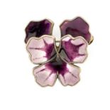 David Andersen - a Norwegian silver and enamel pansy brooch, in tones of purple, approx 2.4cm