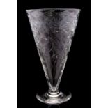 Stevens & Williams tall bright polished floral design. Funnel shape, early 20th century. Height